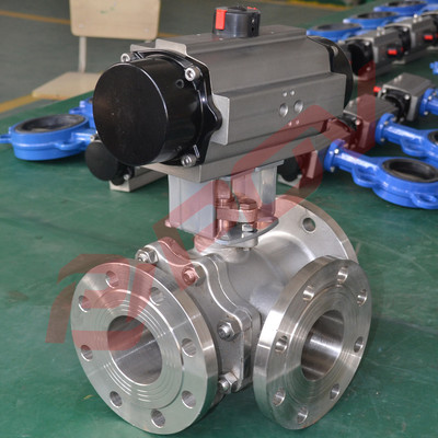 Q644-16P 氣動(dòng)四通法蘭式球閥_化工機(jī)械設(shè)備_泵閥類_球閥_產(chǎn)品庫_中國化工儀器網(wǎng)